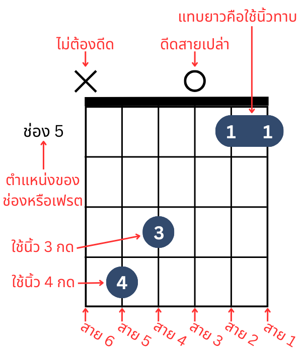 วิธีอ่านตารางคอร์ด